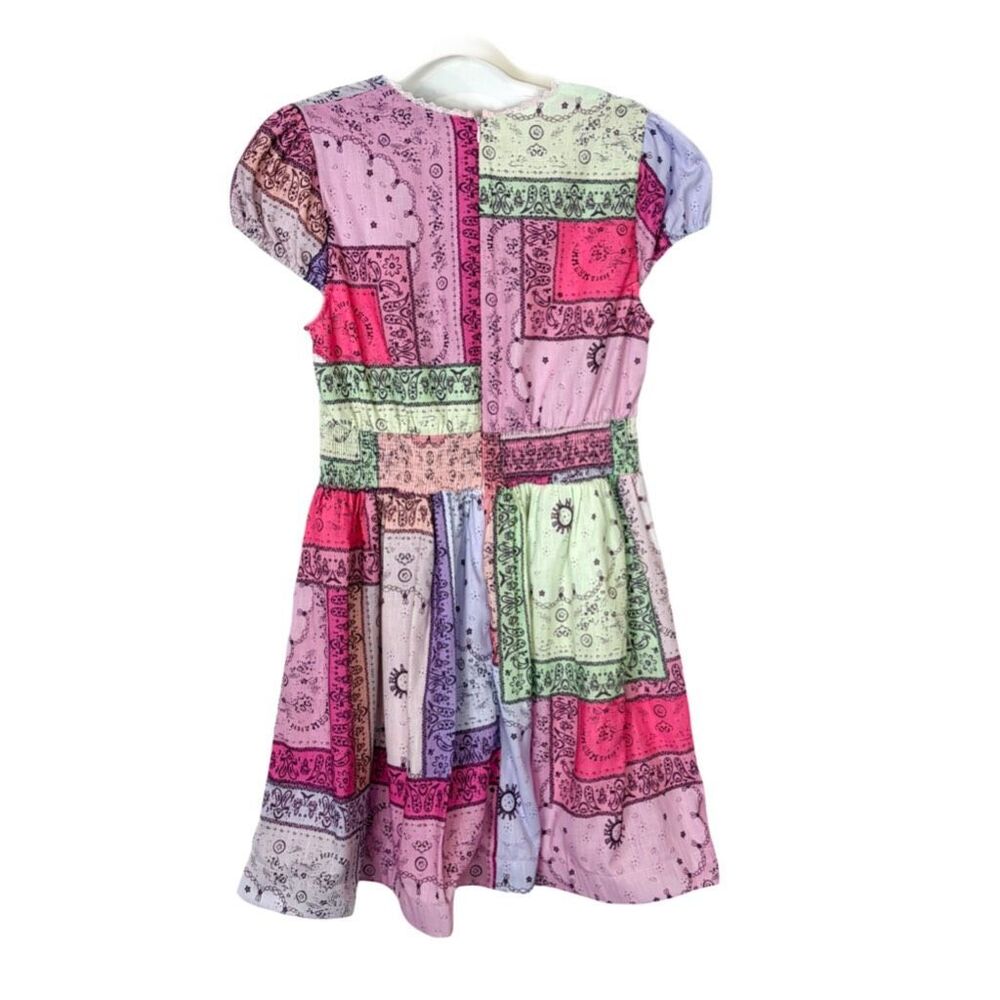 VICI Spring Days Abstract Colorblock Mini Dress Pink Patchwork Ruffle Medium m - Picture 3 of 16
